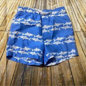 Crown & Ivy Blue White Shark Print Swim Trunks